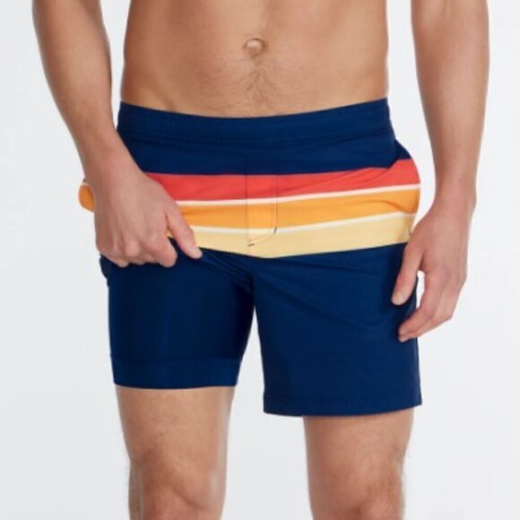 NWT Chubbies 7" Small Athleisure Navy Blue‎ Sunrise Salutations Board Shorts - Picture 3 of 7